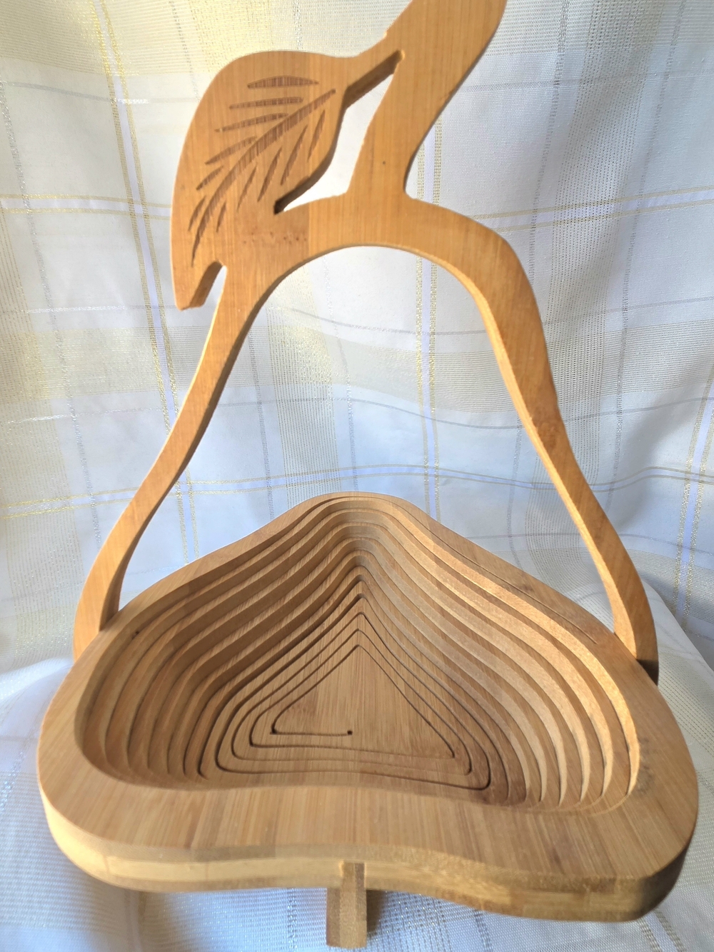 vintage wooden pear-shaped collapsible fruit basket